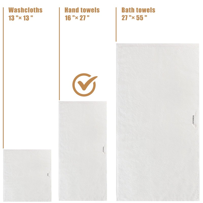 SEMAXE 100% Cotton Hand Towel for Bathroom, White Towels with