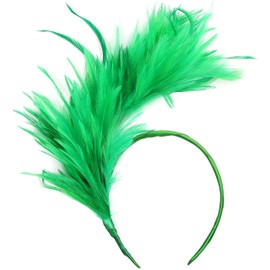 LKQBBSZ Mardi Gras Women's Headpiece Headbands - 20s 50s Feather Headband HeadWear Hair Accessories for Women Girls (Green, One Size)