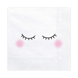 Set of 20 Napkins Cute Face Baby Shower Birth Birthday Party Napkins Cute Girl Decoration Birthday Party Girls Women Napkins White Gold