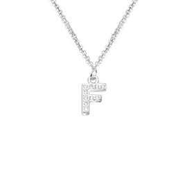 bifriend S925 Silver 26 Initial English Letter Crystal Chain Necklace For Women Girl Best Gift (F)