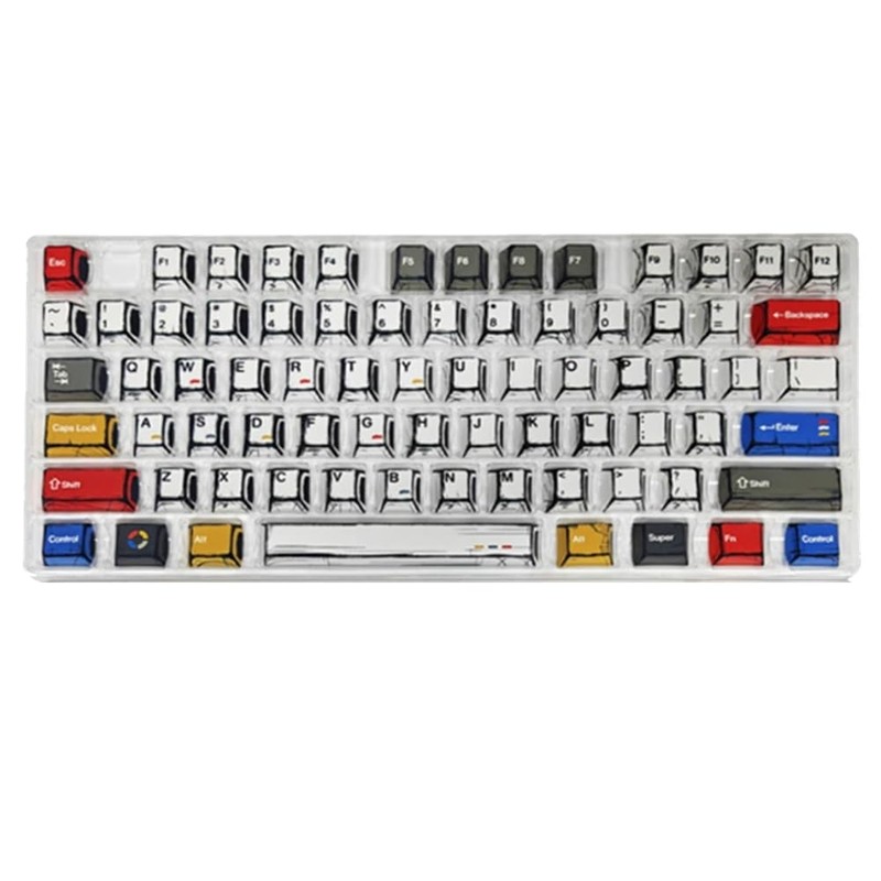 Doxiuyo Comic Style Colorful Mixed Light Keycaps Machine Keycap Decoration