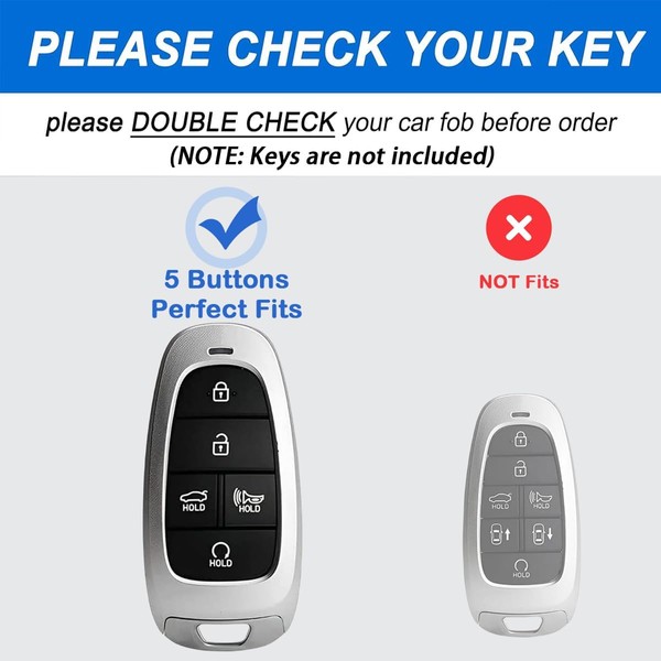 WiiLemz Key Fob Cover for Hyundai with Key Chain, Upper
