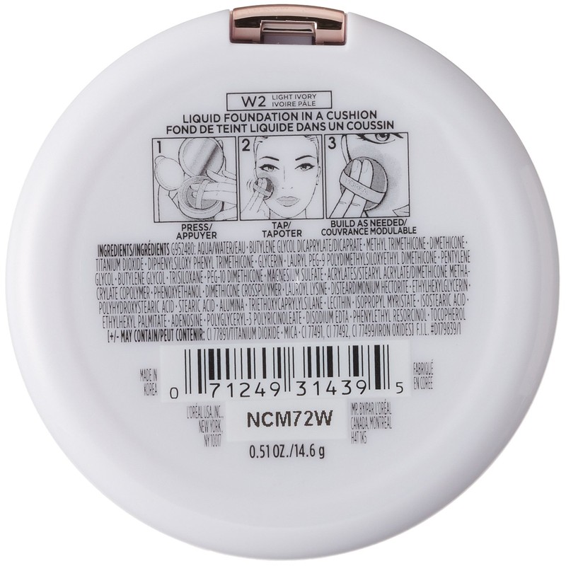 L'Oréal Paris True Match Lumi Cushion Foundation, W2 Light Ivory,