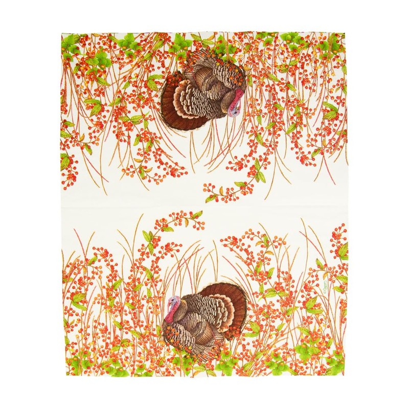 Caspari Turkey and Berries Guest Towel Napkins 15 per pack