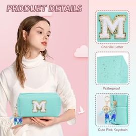 AIBFRID Birthday Gifts for Women Her,Travel Cute Makeup Bag,Large Capacity Cosmetic Bags for Women Makeup Pouch PU Leather Waterproof Cosmetic Bag (M, Blue)