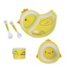 Fekdod Bamboo Kids Dinnerware Set 5 Pcs Includes Plate Bowl