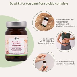 for you darmflora probio complete 30 Kapseln - Multispezies Probiotika mit 30 essentiellen Milchsäure- und Bifidobakterienstämmen - auf die Bedürfnisse einer gesunden Darmflora abgestimmt