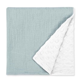 Man Fai Sky Baby Blankets for Boys Girls - Breathable Muslin Cotton & Dotted Fleece Blanket, Ultra Soft Gender Neutral Infant Toddler Swaddle 30x40 Inch, Blue