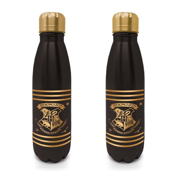 Pyramid International Harry Potter Metal Travel Bottle Hogwarts Crest and Stripes 540ml - Official Merchandise