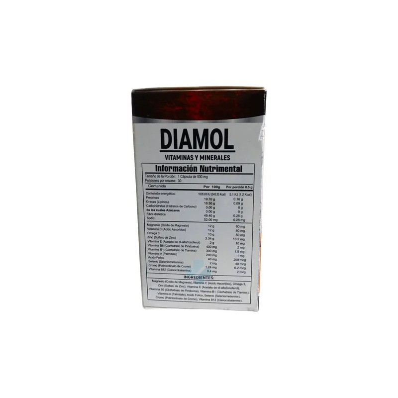 Suplemento Diamol Vitaminas Y Minerales 30 Cápsulas