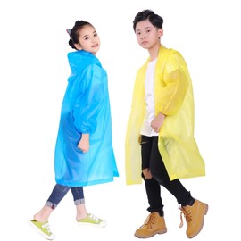 Makonus Kids Rain Jacket, 2 Pack Rain Ponchos for Kids with Hood and Sleeves Reusable Raincoats for Boys and Girls