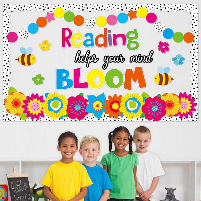 Spring Reading Flower Bulletin Board Decorations Set Classroom Floral Bulletin