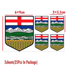 Alberta Coat of Arm Sticker,25PCS Albertan Flag Decal Decoration,Waterproof Decor for Laptop Window Car Suitcase(5 Sheets)