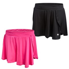 RBX Girls' Flowy Dolphin Shorts - 2 Pack Athletic Performance Jersey Knit Flutter Butterfly Shorts for Girls (Sizes: 4-16), Size 7-8, Candy Pink Black
