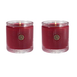 Aromatique Smell of Christmas Textured Glass Candle 2 Pack Home Fragrance Decor Aromatherapy Long Lasting Room Air Freshener Perfect Fall Decoration Luxury Glass Candle Gift 6oz 40 Hour Burn!