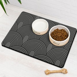 Dog Food Mats for Floors Super Absorbent, Pet Cat Food Mat - Non Slip Dog Bowl Mats for Food and Water, Eco-Friendly Boho Dog Placemats Feeding Mat