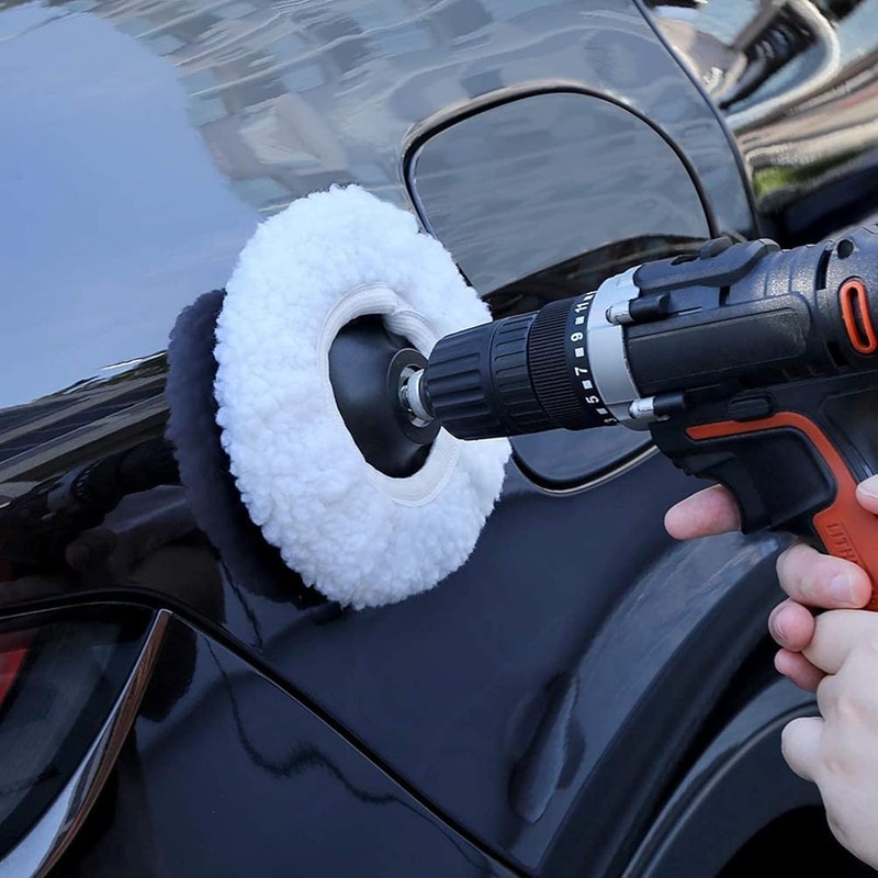 5PCS 10“ Car Polishing Bonnet Pads, Lamb Wool Car Bonnet