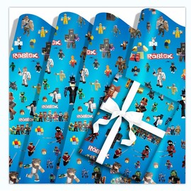 5 Pack Game Gift Wrapping Paper 51x75cm Kraft Paper Durable Gift Wrap Pack for Kids Birthday, Party Storage Festive Decoration