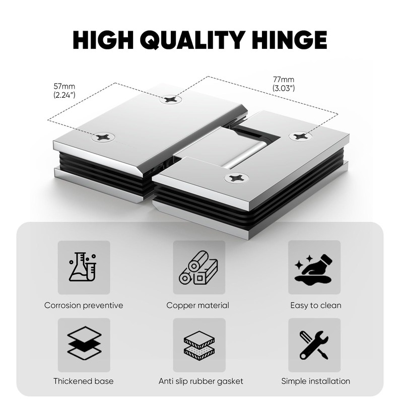 AatrixQuayn 180 Degree Glass Shower Door Hinges Heavy Duty Solid
