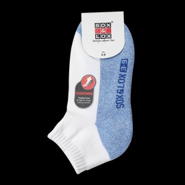 Sox & Lox Buy Sox & Lox Ladies Sports Cushioned Anklet Socks White/Light Blue (Size 3 - 9) Online | Chempro Chemists