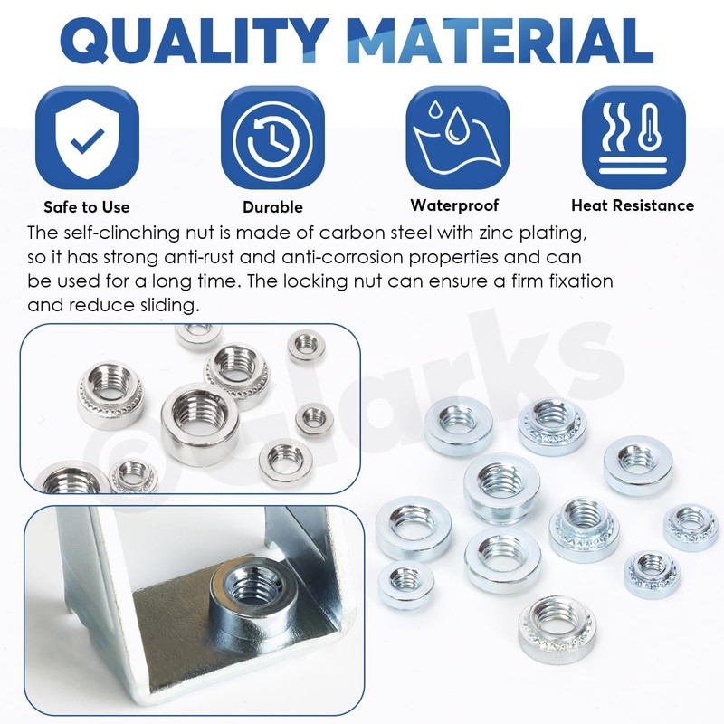 Glarks 100pcs M3 M4 M5 M6 M8 Self Clinching Nuts