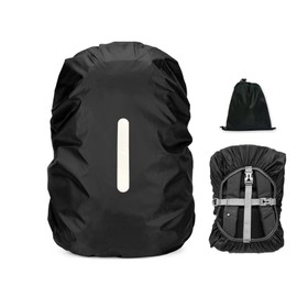 LICQIC Waterproof Rain Cover for Backpack, Reflective Rucksack Rain Cover for Outdoor, Hiking, Camping, Traveling, Cycling (Black XS 20L-30L)