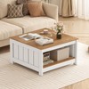 Giantex Farmhouse Coffee Table, 2-Tier Square Center Table for Living