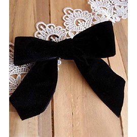 POSHNPRETTY Set of 12 Lush Velvet pre-tied bow 5" wide with twist ties - Choose Colors (Black)