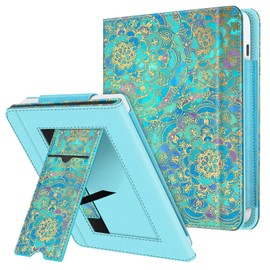 Fintie Case for Tolino Vision Color (2024)/Vision 6 (2021) & Kobo Libra Colour (2024)/Libra 2 (2021) 7 Inch - Kickstand Case with Card Slot Wrist Strap and Auto Sleep/Wake, Jade