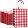 JarThenaAMCS 100Pcs Gingham Kraft Paper Bags With Handles Red White
