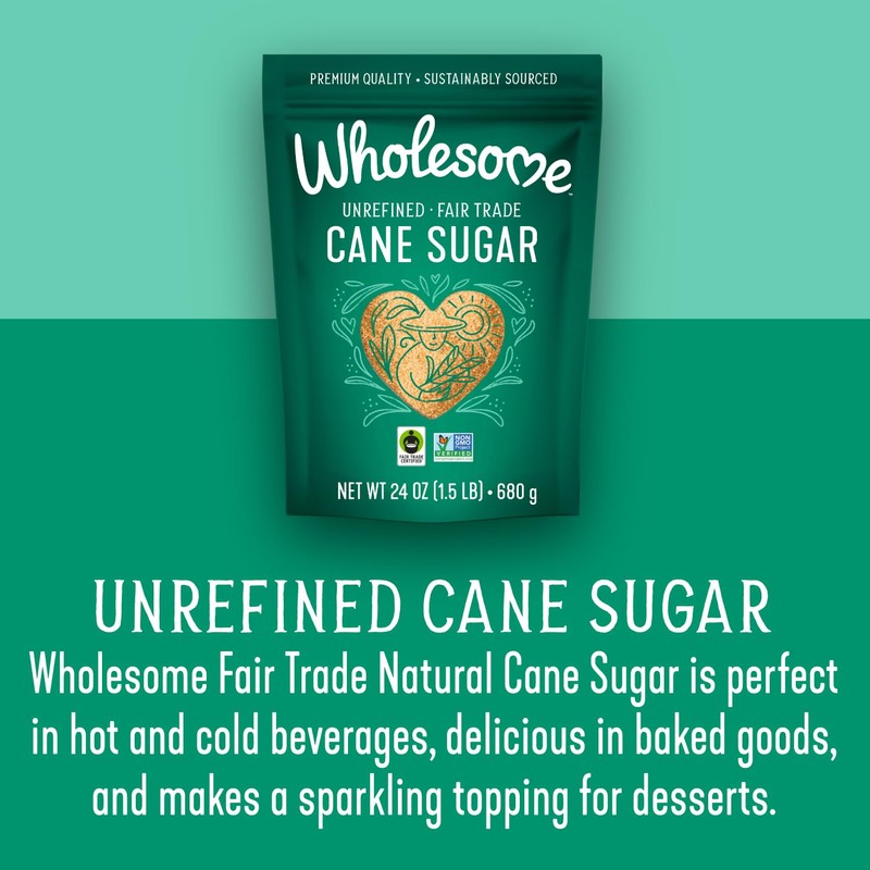 Wholesome Sweeteners 24-Ounce Unrefined Cane Sugar, Fair Trade, Non GMO,