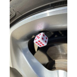 Unbranded 2X White Red Dice Valve Stem Caps Cap Cover Car Truck Bike Motorcycle Bicycle