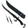 27" Scimitar Style Black Tactical Fixed Blade Machete With 2