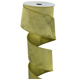 DINDOSAL Moss Green Wired Ribbon 2.5" x 10 Yard Olive Green Wired Ribbon for Bows Making Dark Green Ribbon for Gift Wrapping, Wreaths, Crafts, Home Decor, Wedding Pew Bows, Baby Shower Decor