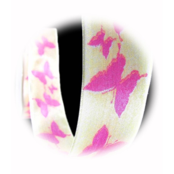 The New 5 Yards Pink Butterfly Butterflies Yellow Wired Ribbon