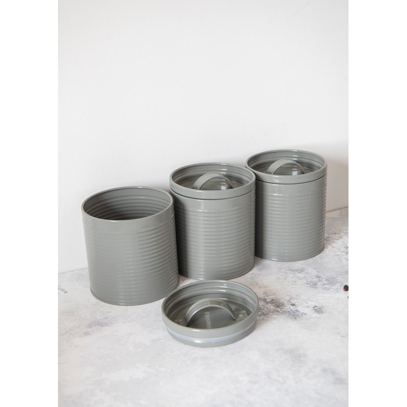 KitchenCraft Storage Canisters, Grey, 3 Pieces, Gift Boxed
