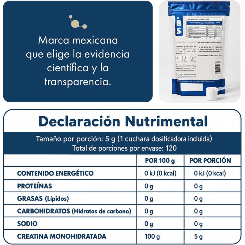 Creatina Monohidratada Micronizada Biostructure- En Polvo - Sin Sabor- 600g