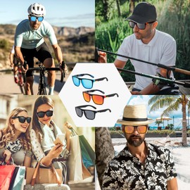 Yuannee Mens Sunglasses,3 PCS Driving Sun Glasses UV Protection Square Shades Retro Men's Eyewear Accessories for Outdoors Sports Golf Cycling Fishing Hiking Eyewear