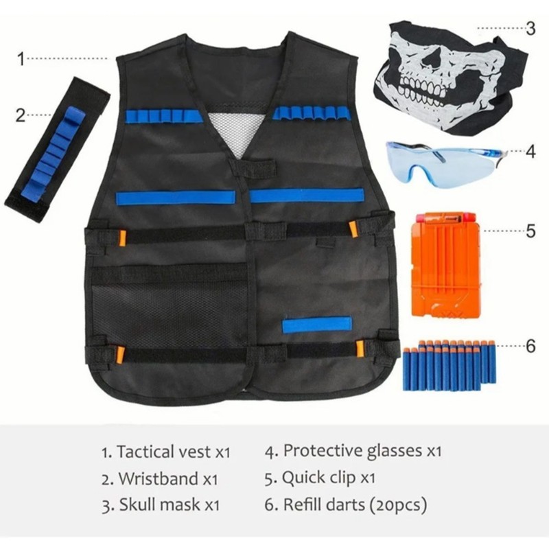 Kids Military Vest Kit Shooting Refill Darts and 6 Dart