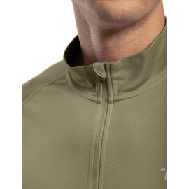 BASUDAM Men's Workout Shirts Quick Dry UPF 50+ Sun Protection Long Sleeve Quarter Zip Pullover Athletic T-Shirts Khaki XL