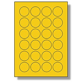 Label Planet® 24 Per Page/Sheet, 5 Sheets (120 YELLOW ROUND Sticky Labels), Matt Permanent A4 Circular Coloured Pricing Stickers, LP24/40RC, 40MM Diameter Circles, for All Uses