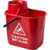2Work Plastic Mop Bucket with Wringer 15 Litre Red CNT00684