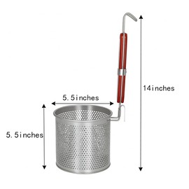 3PCs Mesh Pasta Basket Food Strainer Insert For Pot, Colander with Round Wooden Handle Stainless Steel Mesh Spider Strainer for Pasta Noodles Dumpling Vegetable