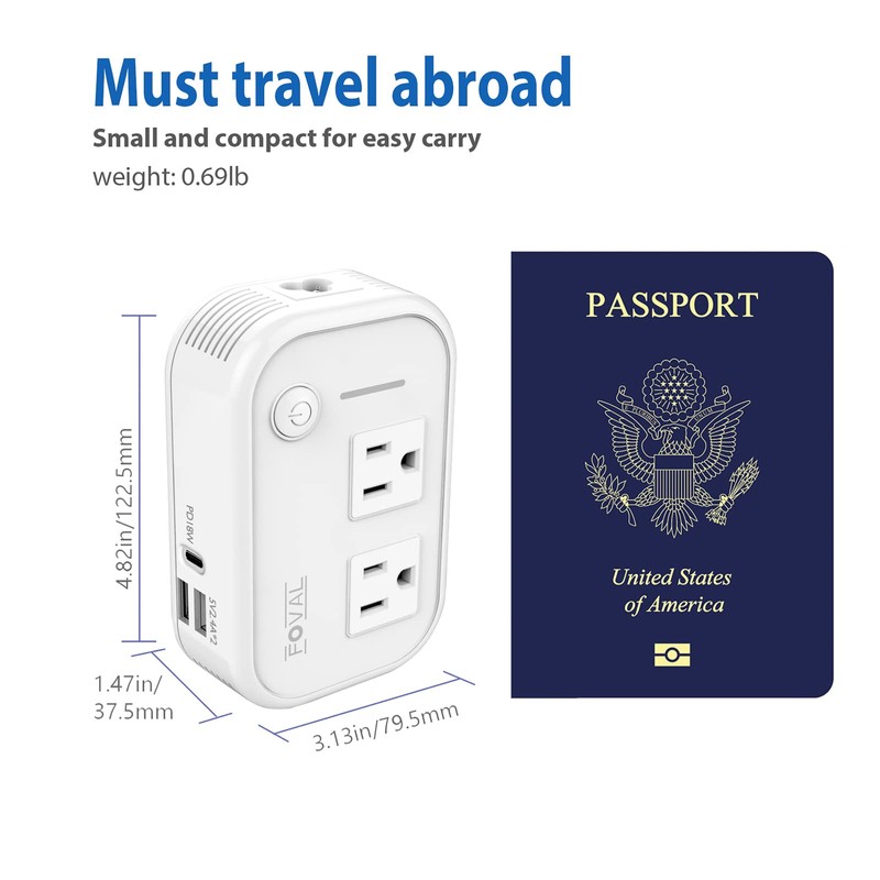 220V to 110V Converter Travel Adapter, FOVAL International Step Down
