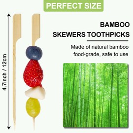 1200 PCS Bamboo Skewers for Appetizers 4.7 IN Bamboo Paddle Wood Picks Cocktail Toothpicks for Drinks Appetizers Fruit Kabobs Sandwich Barbeque Snacks