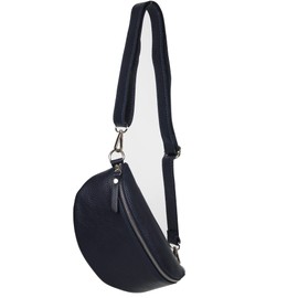 AmbraModa GLX10 Unisex Small Waist Bag Bum Bag Shoulder Bag Made of Genuine Leather, darkblue, 23/7/12 cm