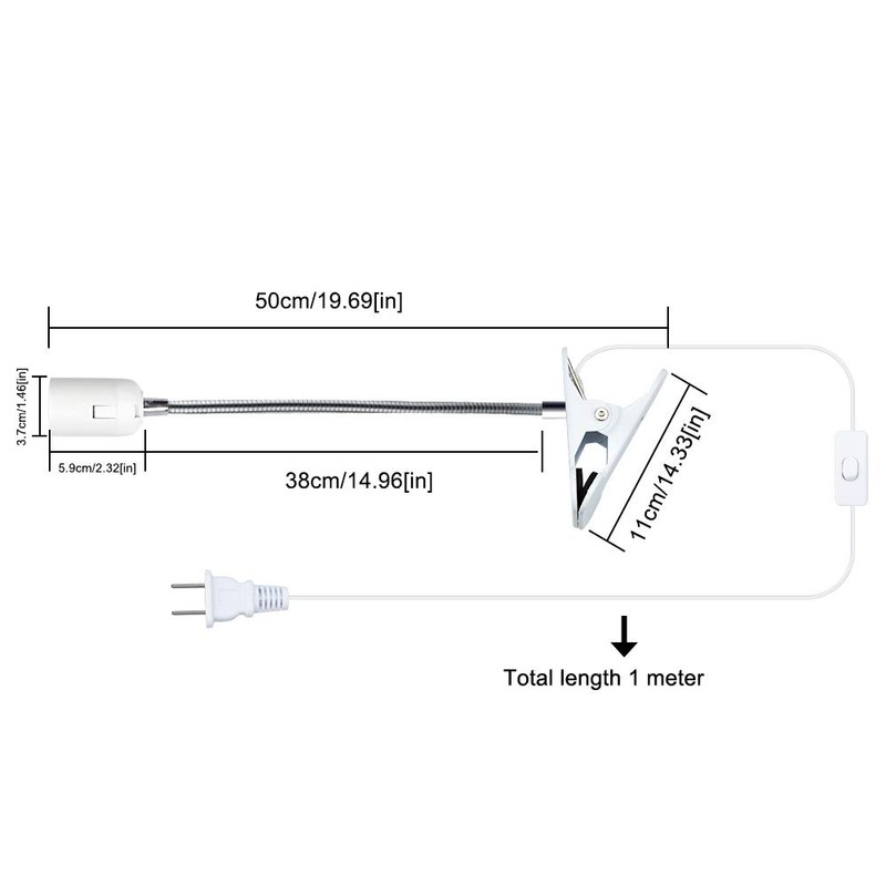 Bonlux E26 Clamp Lamp Fixture, Flexible Neck Clip Light Fixture