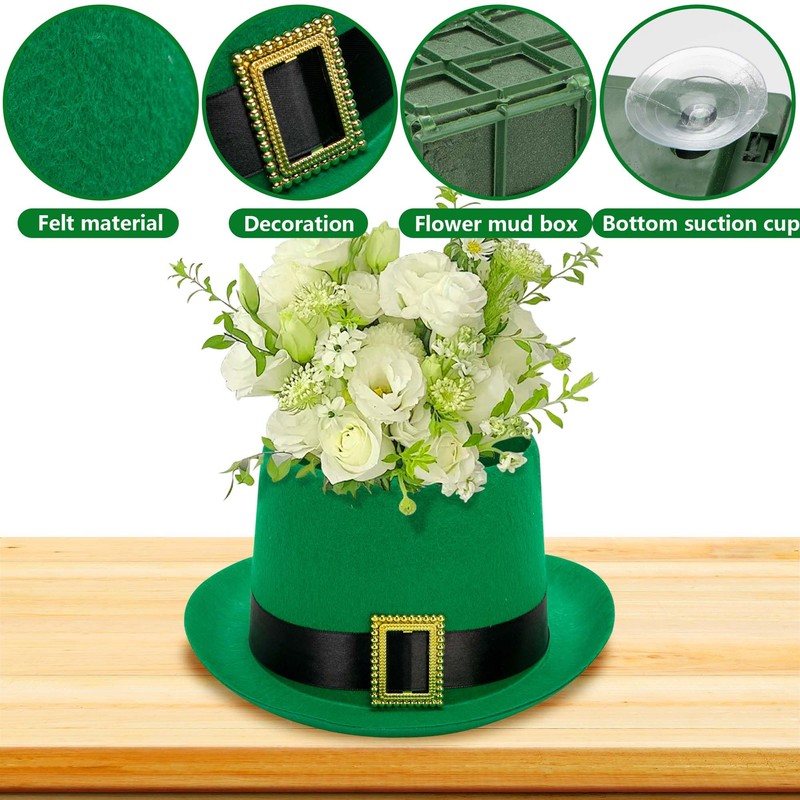 Watayo 2 Pack St. Patrick's Day Hat Flower Pot Set,