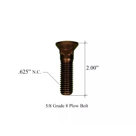 Aftermarket Plow Bolt, Nut & washer Blades/Cutting Edges - 5/8-11x2 - Grade 8, Dome Head