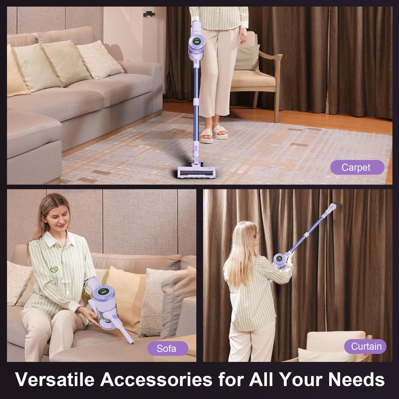 BUTY BULU Cordless Stick Vacuum Cleaner, 30KPa Handheld 2200mAh Rechargeable